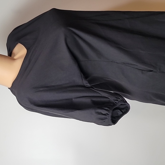 It has pockets!!! UNIQLO BLACK COTTON DRESS ~ PUFFY SLEEVES ~ SIDE SEAM POCKETS - Picture 4 of 14